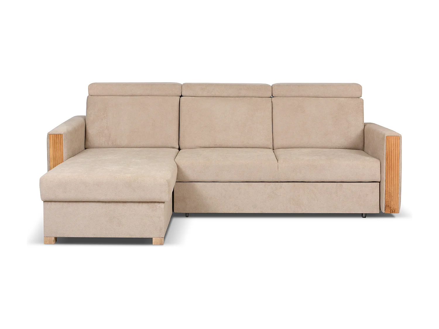 Canapé d’angle convertible gauche TANIA 261x160x103 cm en tissu GERRA 80 beige