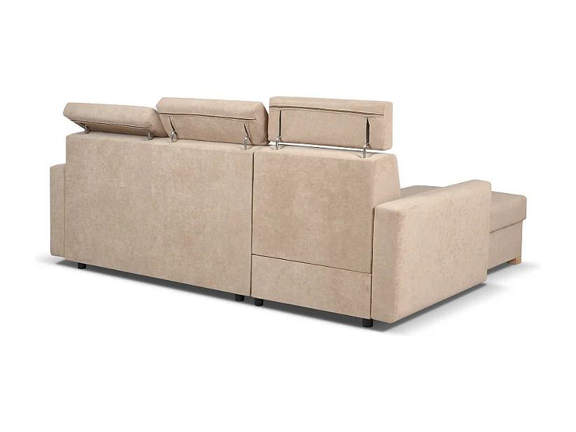 Canapé d’angle convertible gauche TANIA 261x160x103 cm en tissu GERRA 80 beige