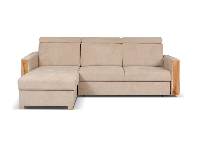 Stylowy narożnik rozkładany lewostronny TANIA 226x160x103 cm w tkaninie GERRA 80 beżowej