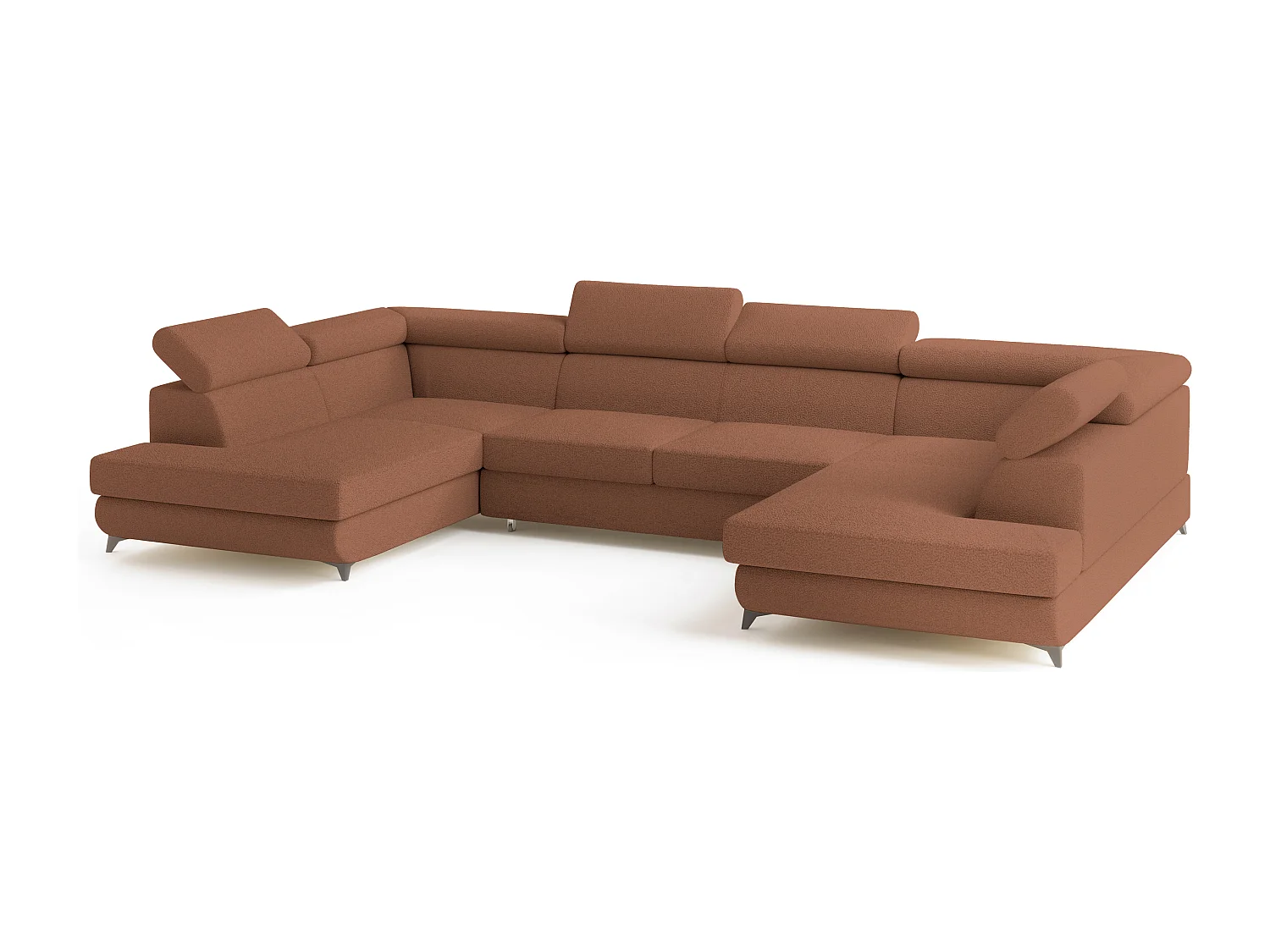 Canapé d'angle VINTESSA Cuivré en bouclé avec fonction de couchage