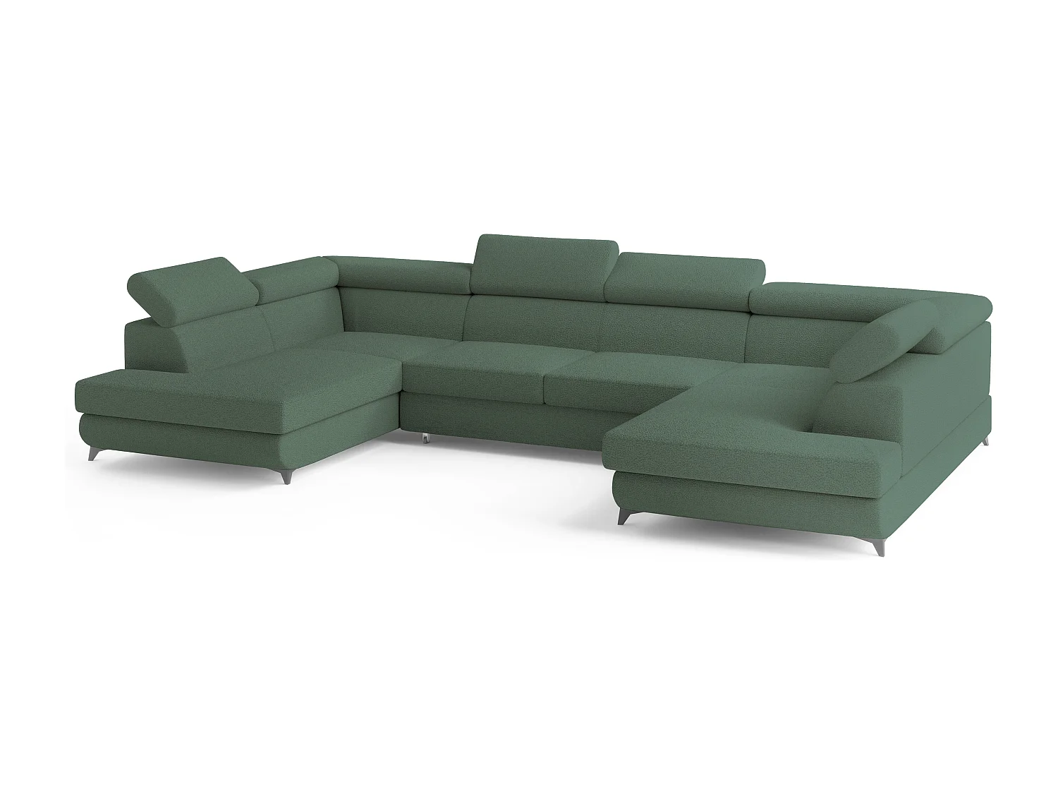 Canapé d'angle VINTESSA Vert en bouclé avec fonction de couchage