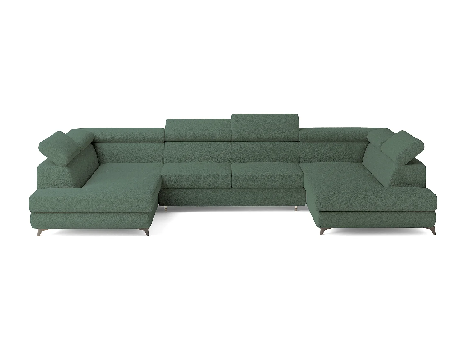 Canapé d'angle VINTESSA Vert en bouclé avec fonction de couchage