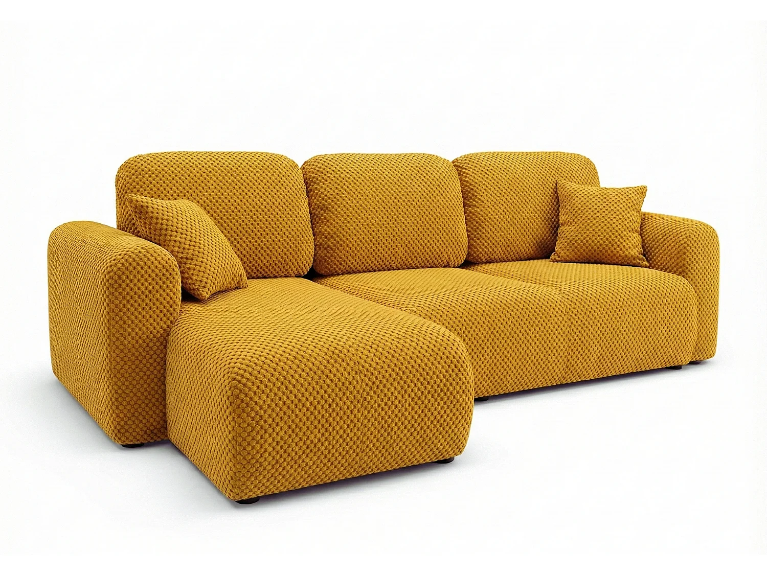 Canapé d’angle convertible élégant, version gauche, BINGO L, 245 × 148 × 87 cm, en tissu Pop 7 orange