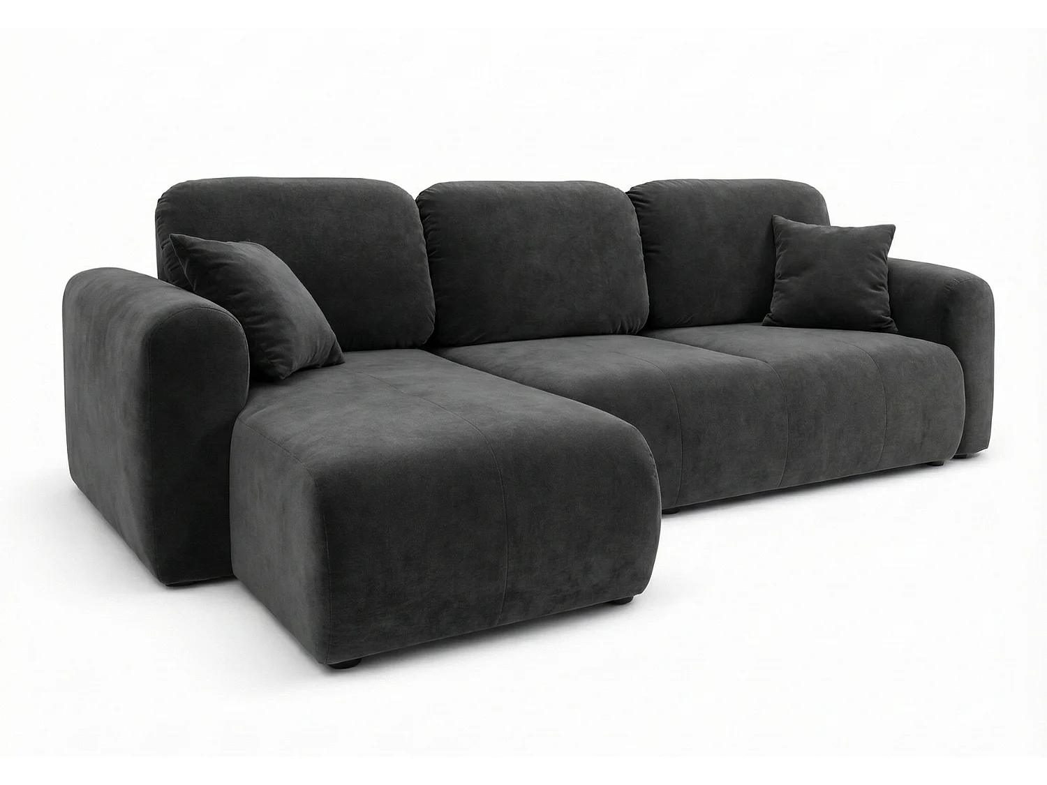 Canapé d’angle convertible élégant, version gauche, BINGO L, 245 × 148 × 87 cm, en tissu Kronos 34 gris