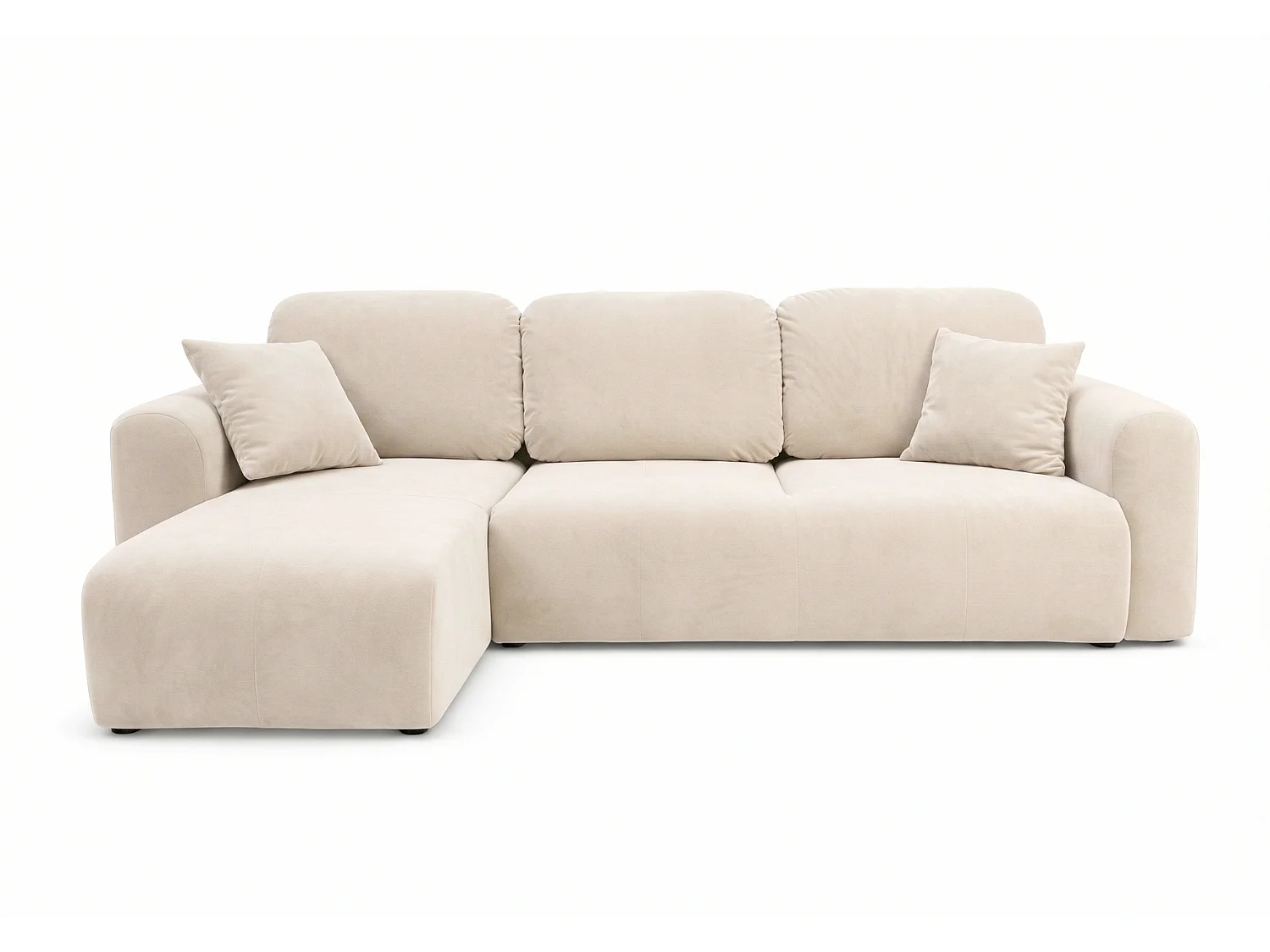 Canapé d’angle convertible élégant, version gauche, BINGO L, 245 × 148 × 87 cm, en tissu Paros 1 beige