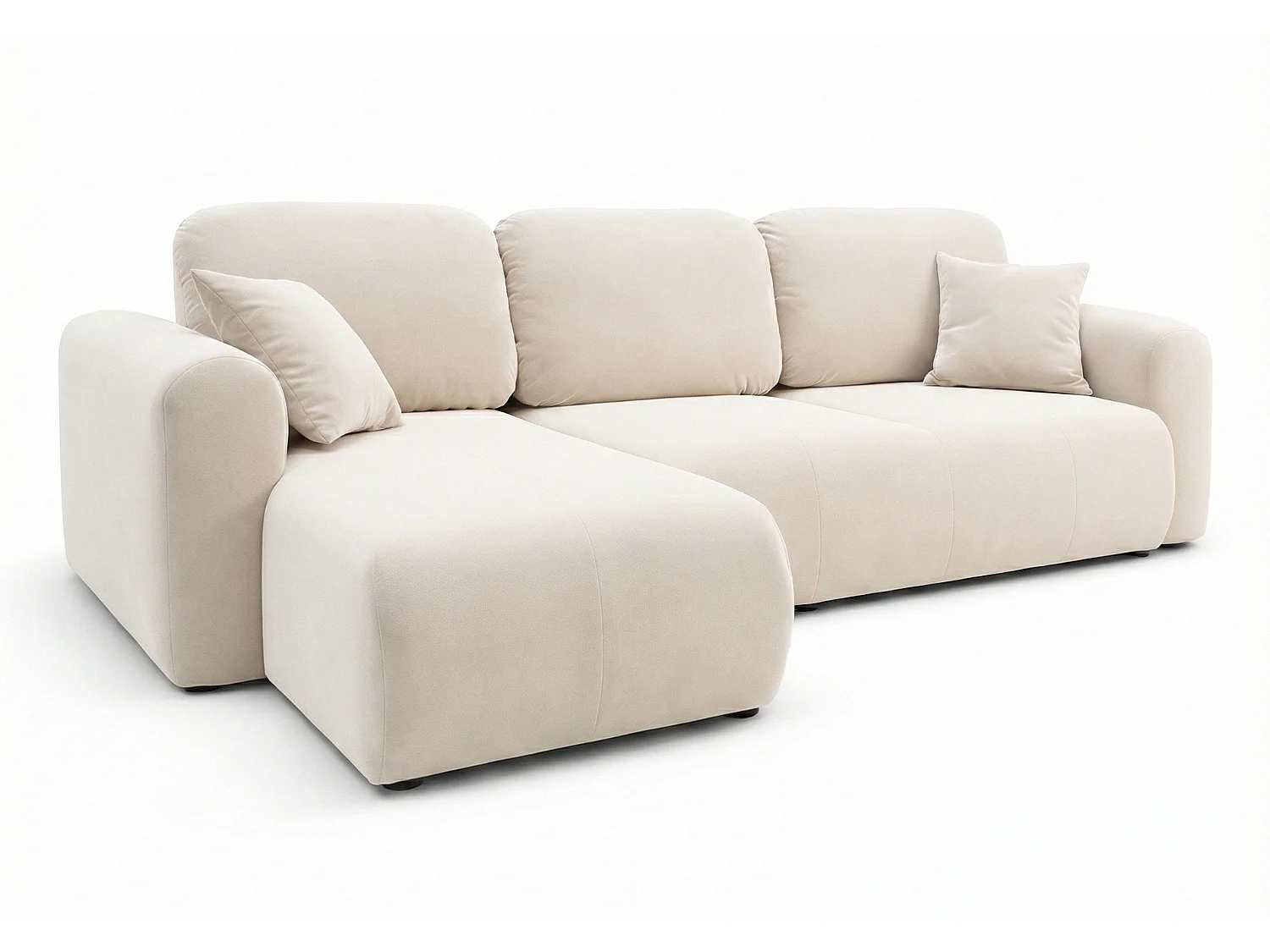 Canapé d’angle convertible élégant, version gauche, BINGO L, 245 × 148 × 87 cm, en tissu Paros 1 beige