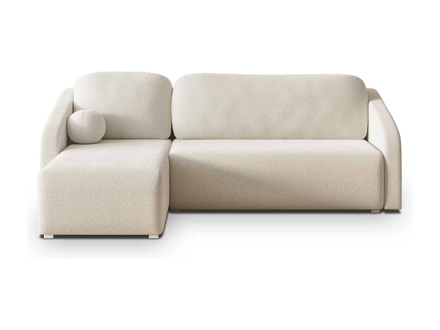 Hoekbank MARELLO van fluweel met slaapfunctie Creme