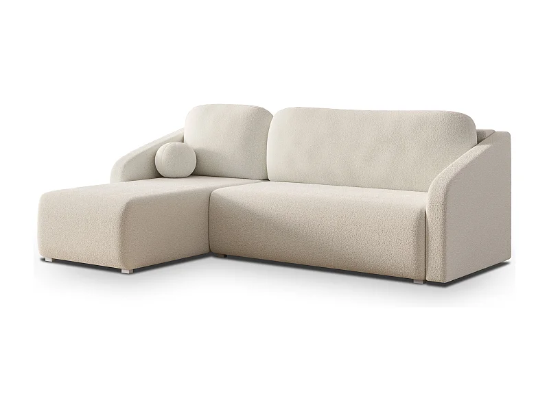 Hoekbank MARELLO van fluweel met slaapfunctie Creme