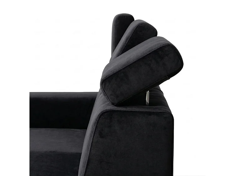 Canapé d’angle convertible gauche TANIA 261x160x103 cm en tissu GERRA 75 noir