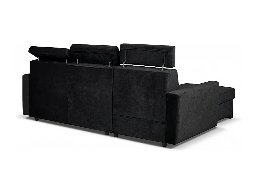 Canapé d’angle convertible gauche TANIA 261x160x103 cm en tissu GERRA 75 noir