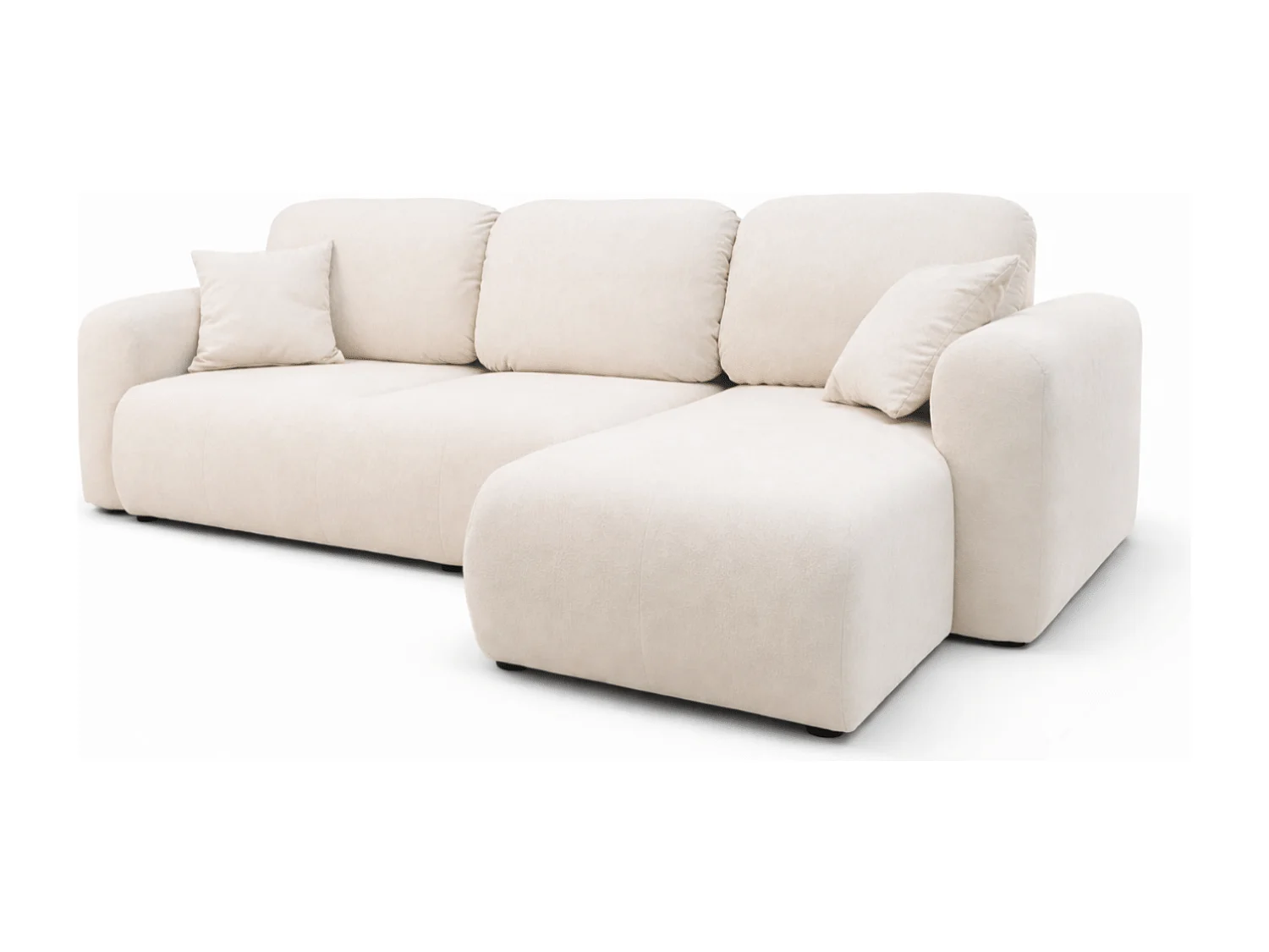 Canapé d’angle convertible élégant, version droite, BINGO L, 245 × 148 × 87 cm, en tissu Gerra 5 balnc