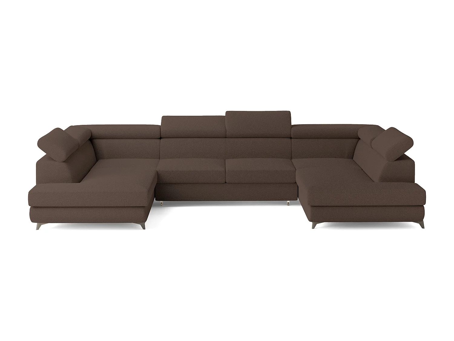 Canapé d'angle VINTESSA Marron en bouclé avec fonction de couchage