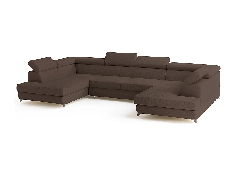 Canapé d'angle VINTESSA Marron en bouclé avec fonction de couchage