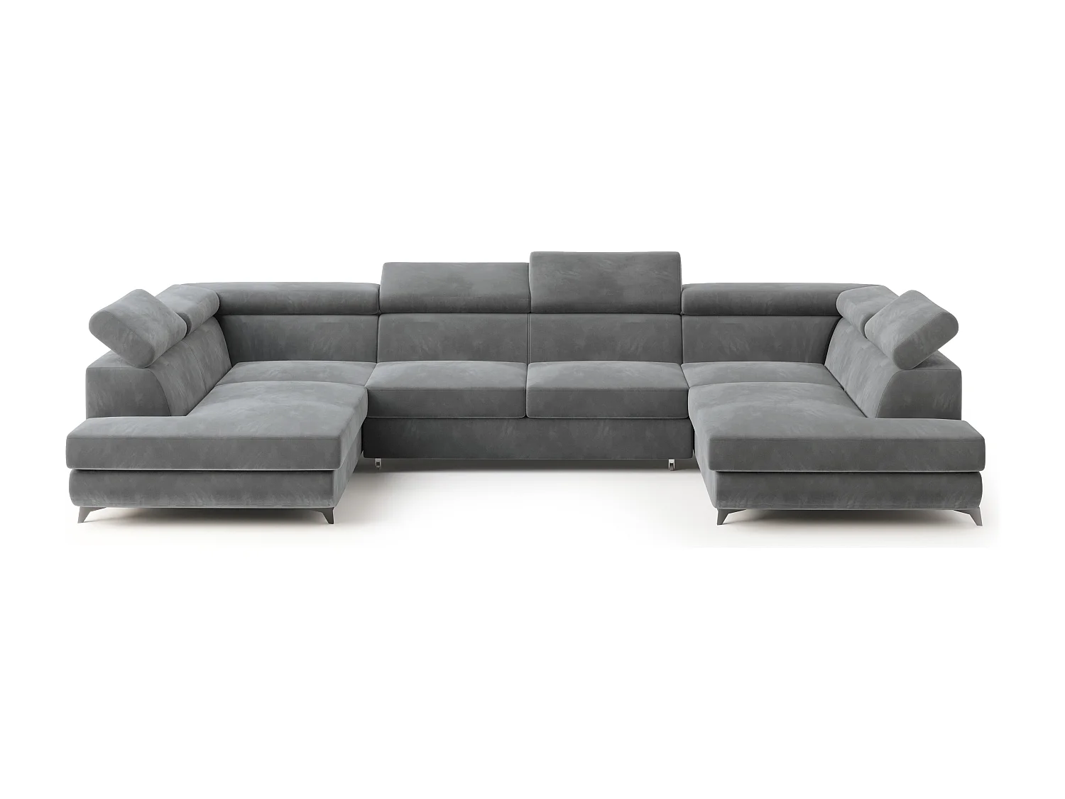 Hoekbank VINTESSA van fluweel met slaapfunctie Grau