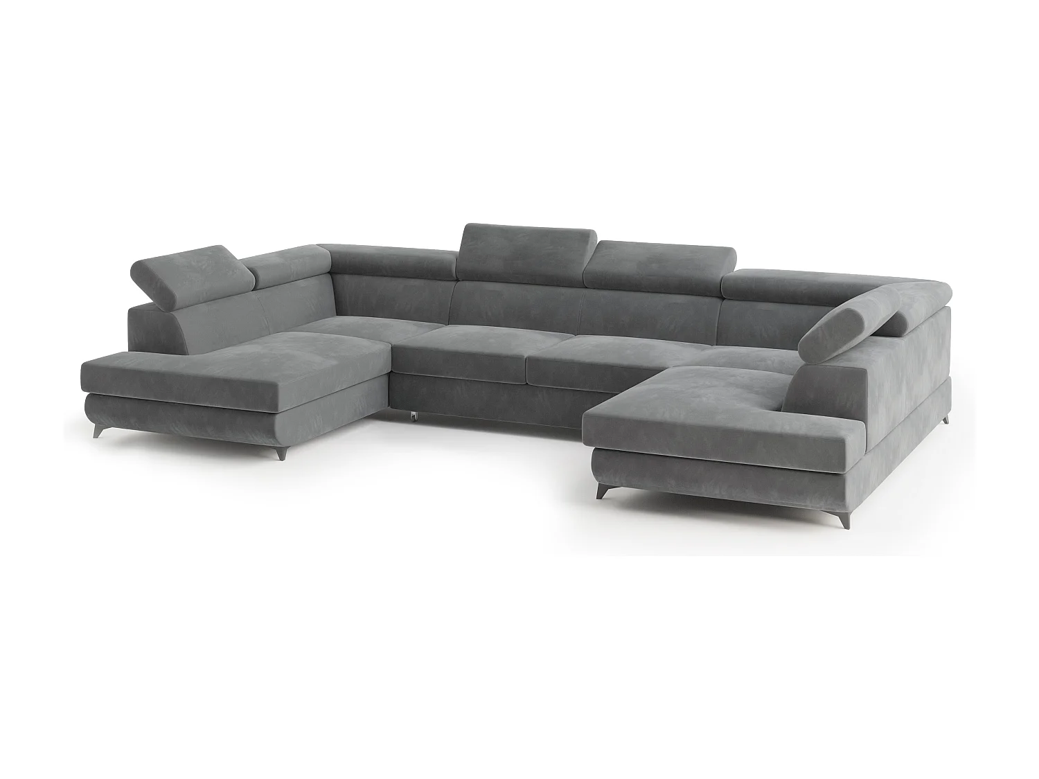 Canapé d'angle VINTESSA Gris en velours avec fonction de couchage