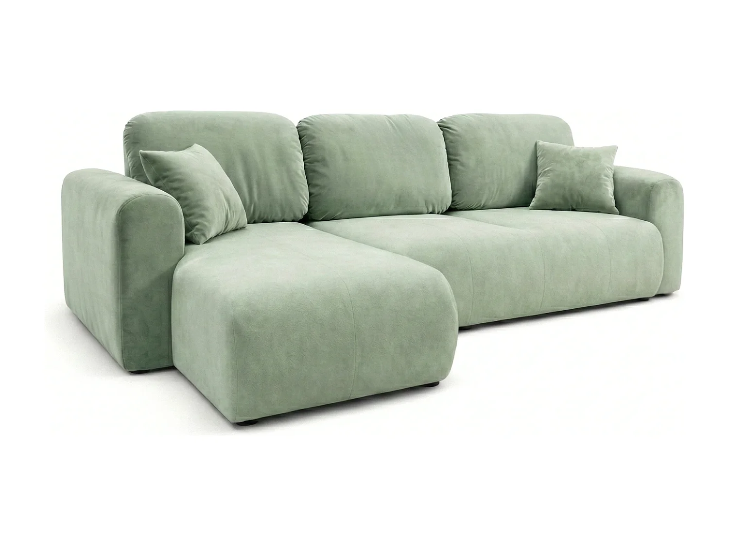 Canapé d’angle convertible élégant, version gauche, BINGO L, 245 × 148 × 87 cm, en tissu Kronos 47 vert
