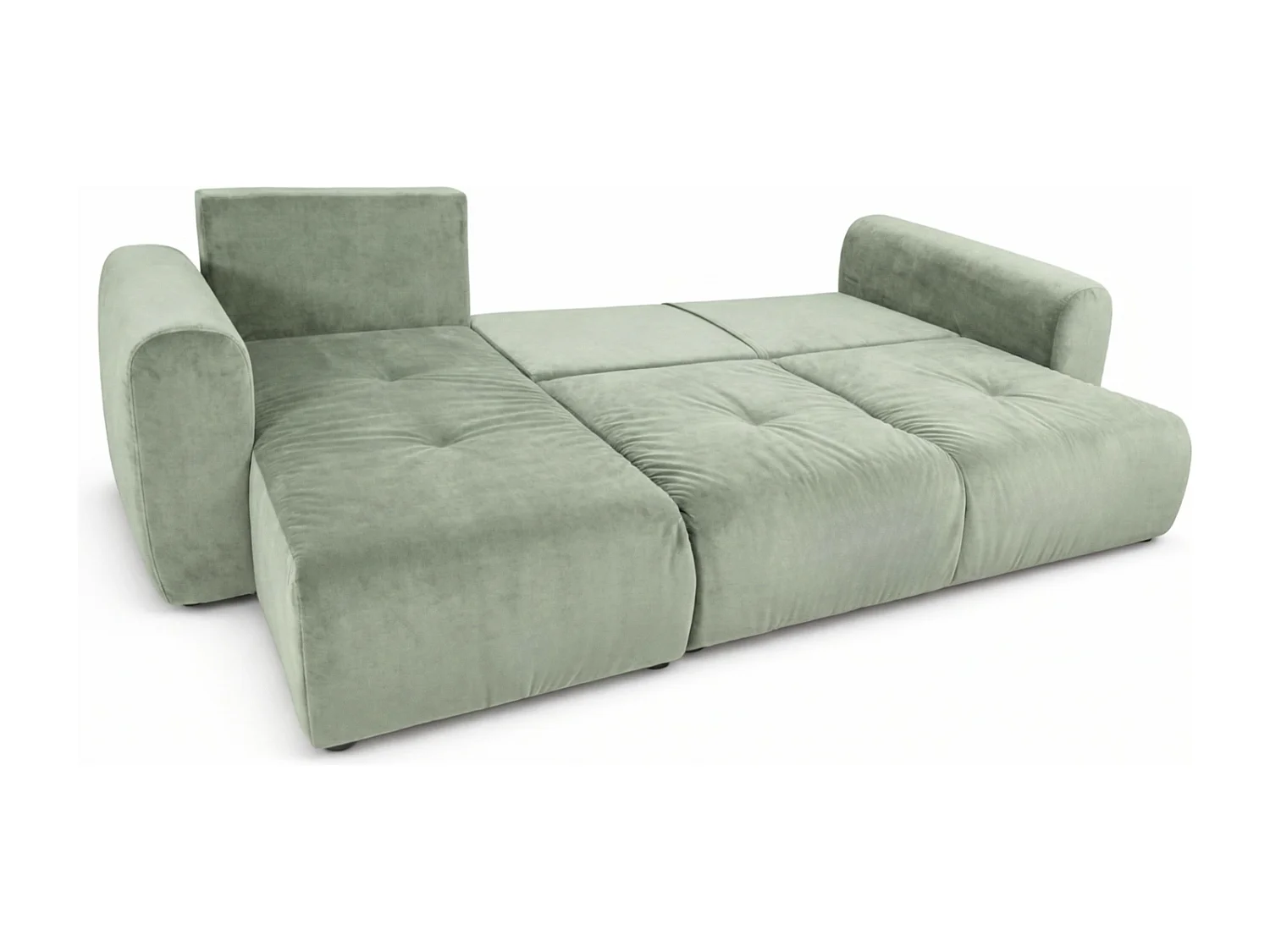 Canapé d’angle convertible élégant, version gauche, BINGO L, 245 × 148 × 87 cm, en tissu Kronos 47 vert