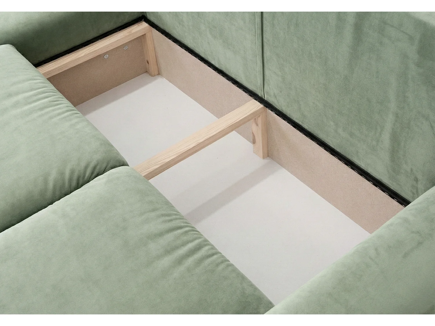 Canapé d’angle convertible élégant, version gauche, BINGO L, 245 × 148 × 87 cm, en tissu Kronos 47 vert