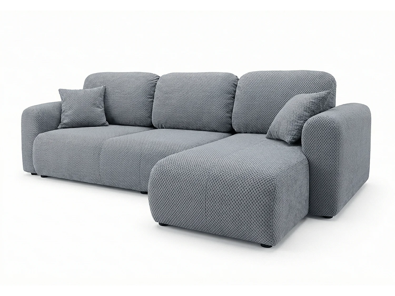 Canapé d’angle convertible élégant, version droite, BINGO L, 245 × 148 × 87 cm, en tissu Pop 14 gris