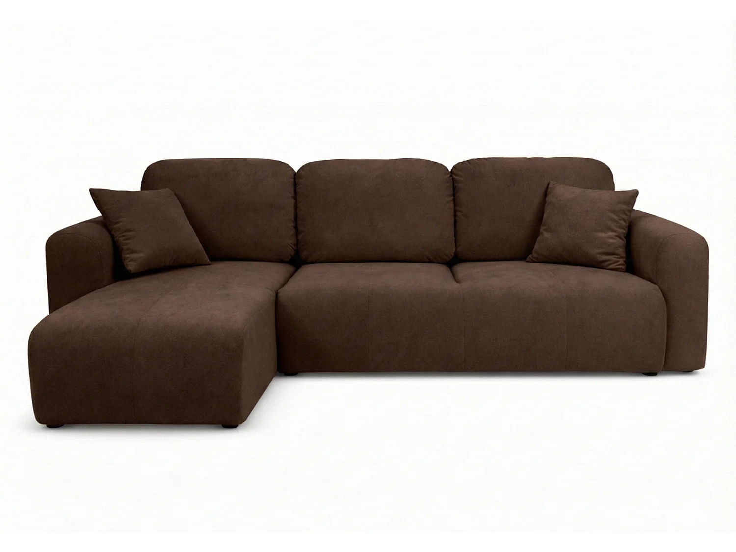 Canapé d’angle convertible élégant, version gauche, BINGO L, 245 × 148 × 87 cm, en tissu Kronos 6 marron