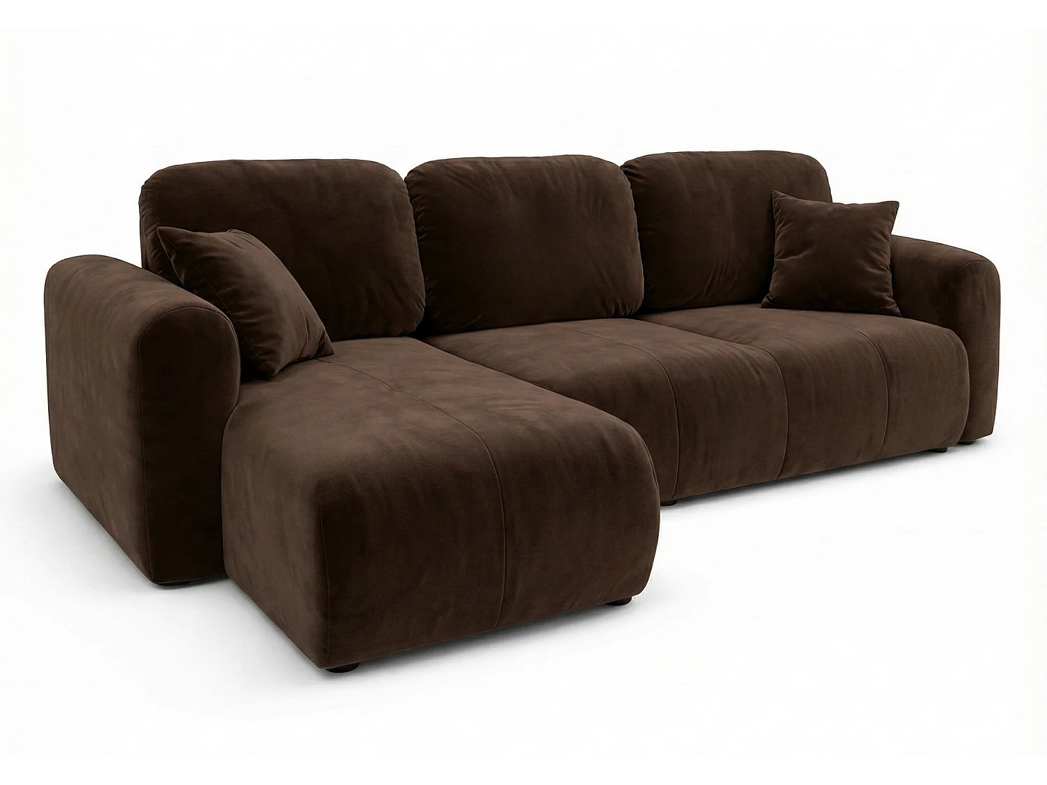 Canapé d’angle convertible élégant, version gauche, BINGO L, 245 × 148 × 87 cm, en tissu Kronos 6 marron