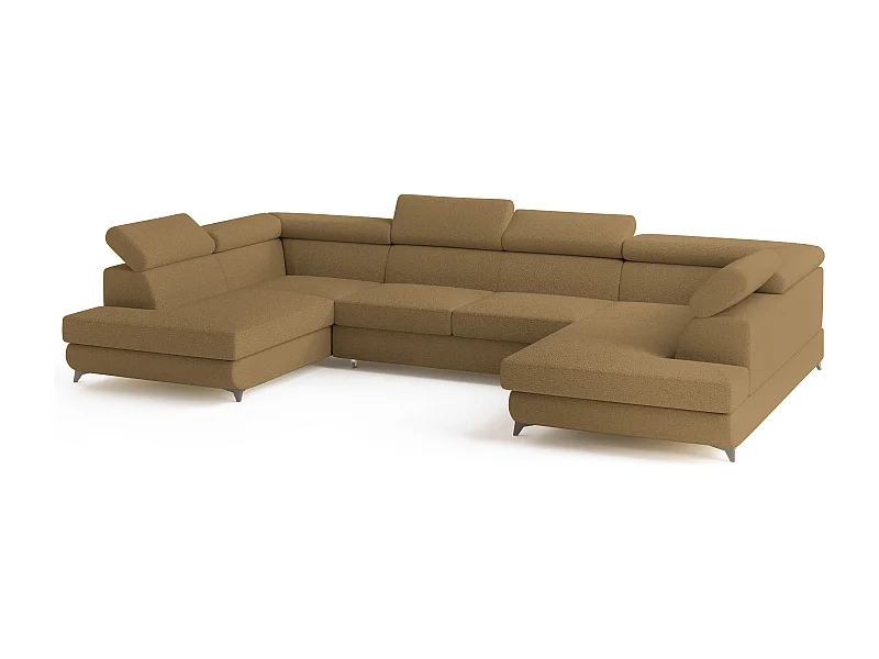 Hoekbank VINTESSA van fluweel met slaapfunctie Orange