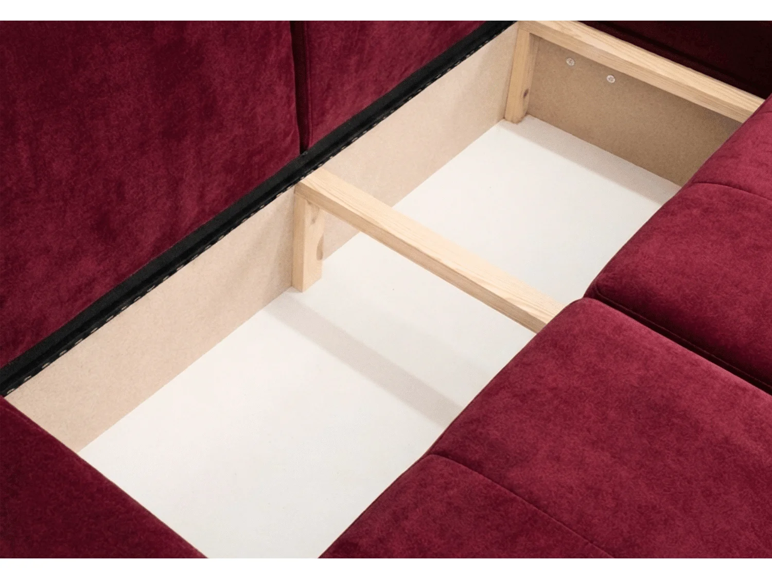 Canapé d’angle convertible élégant, version droite, BINGO L, 245 × 148 × 87 cm, en tissu Kronos 2 bordeaux