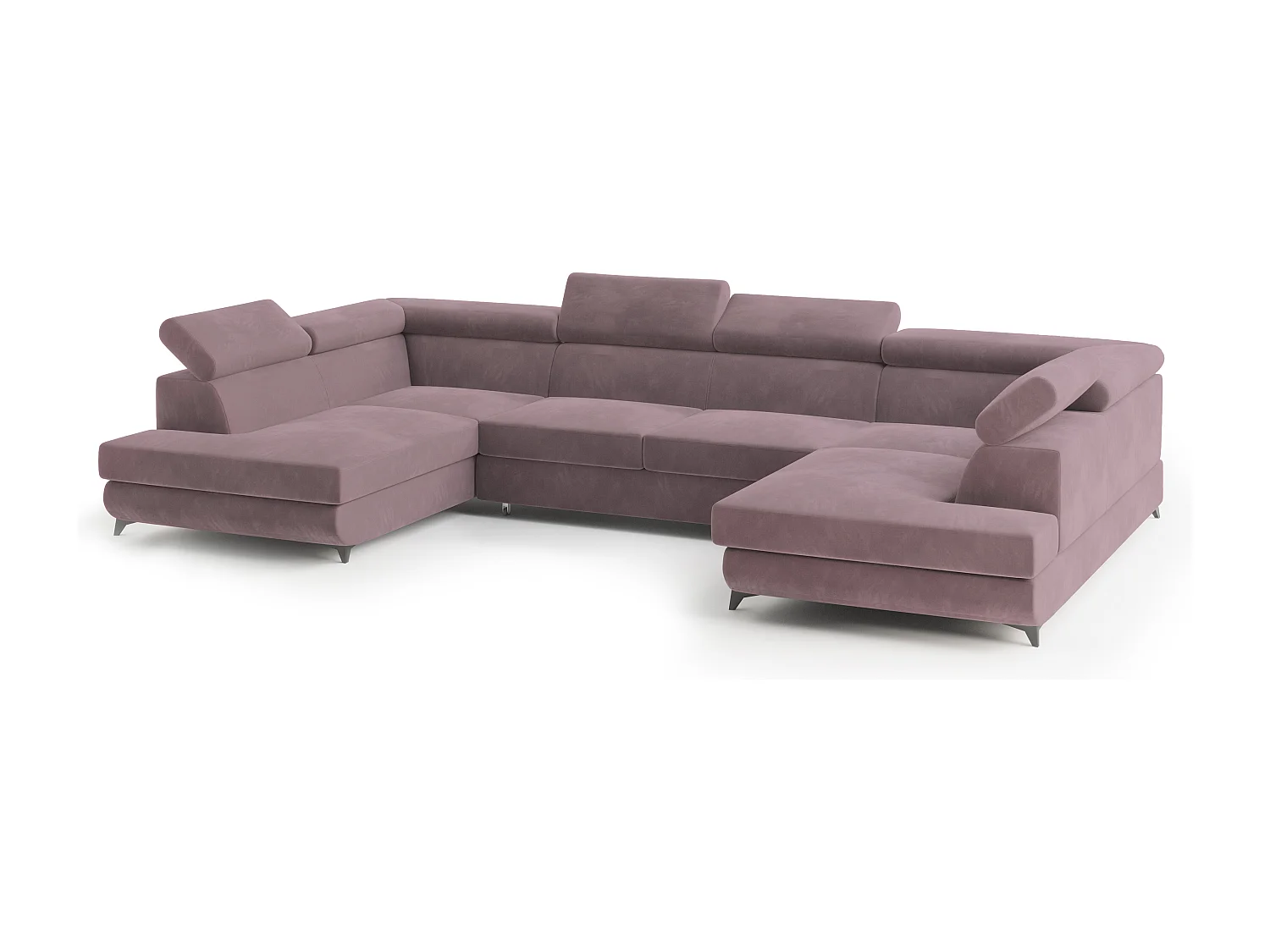 Canapé d'angle VINTESSA Violet en velours avec fonction de couchage