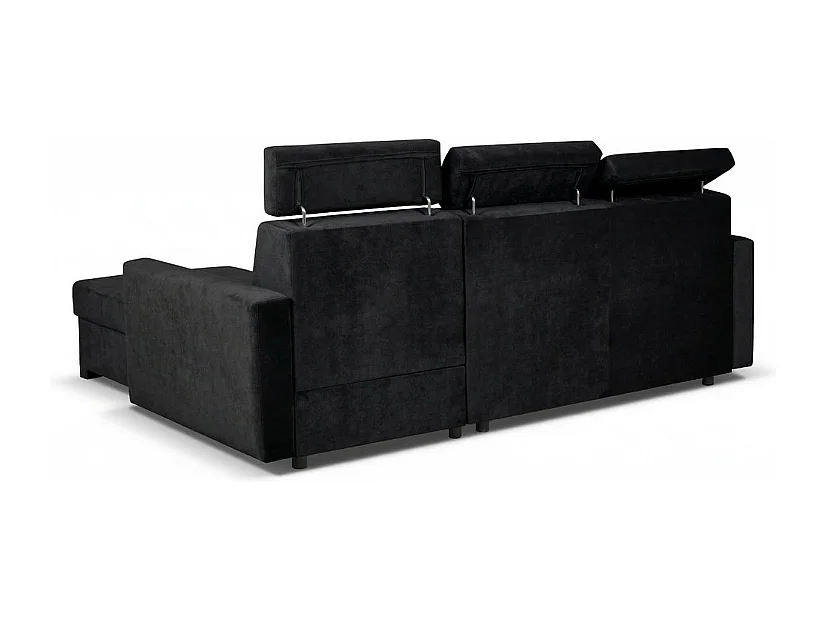 Canapé d’angle convertible droit TANIA 261x160x103 cm en tissu GERRA 75 noir