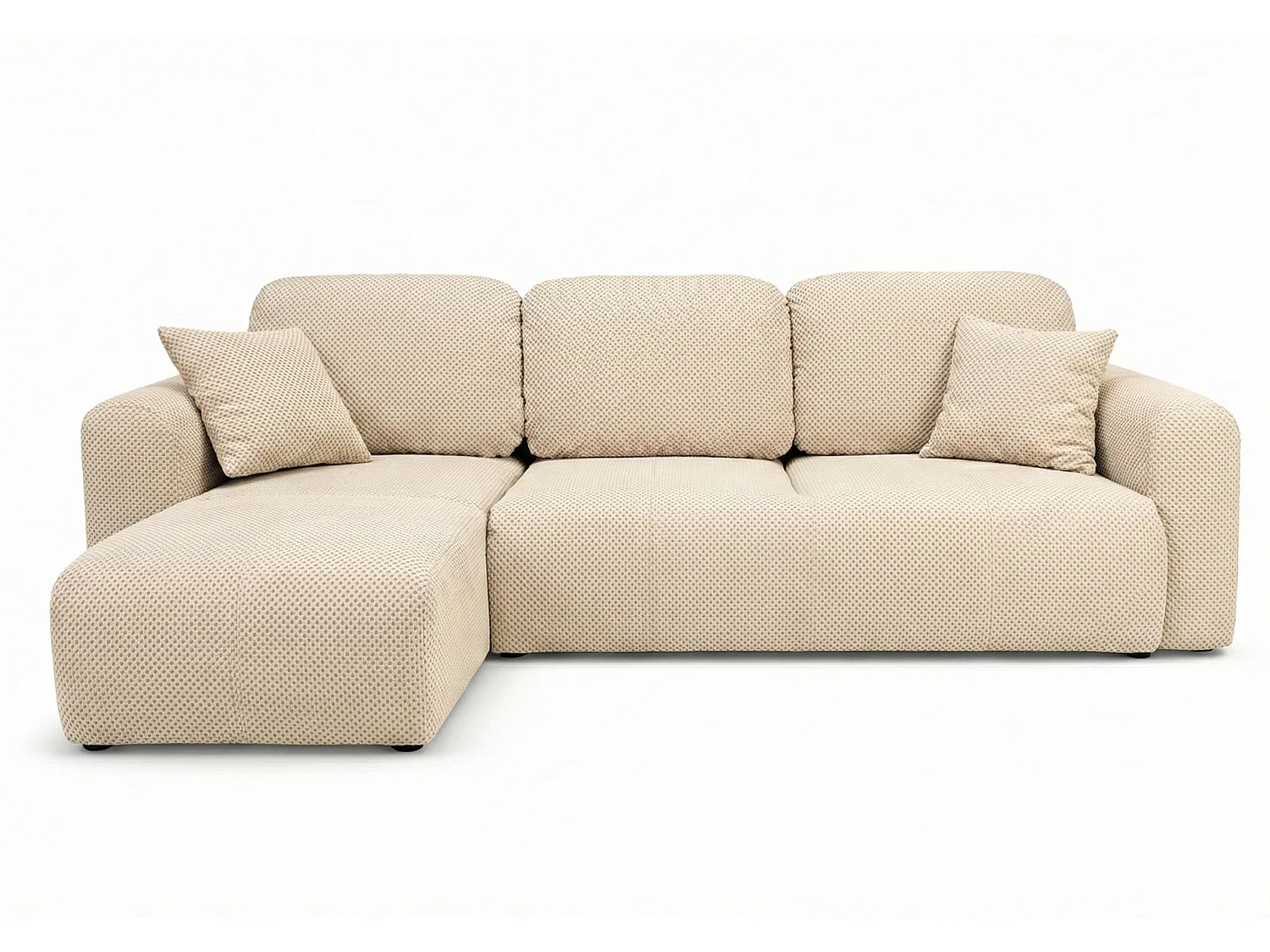 Canapé d’angle convertible élégant, version gauche, BINGO L, 245 × 148 × 87 cm, en tissu Pop 6 crème