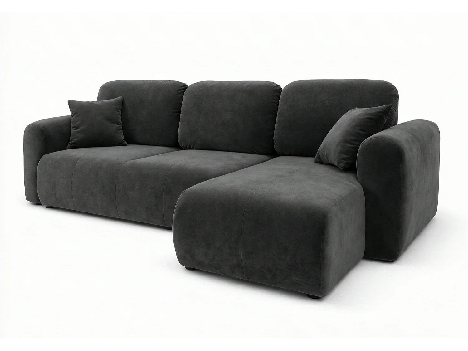 Canapé d’angle convertible élégant, version droite, BINGO L, 245 × 148 × 87 cm, en tissu Kronos 34 gris