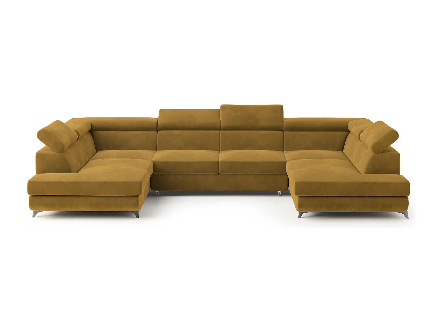 Hoekbank VINTESSA van fluweel met slaapfunctie Gelb