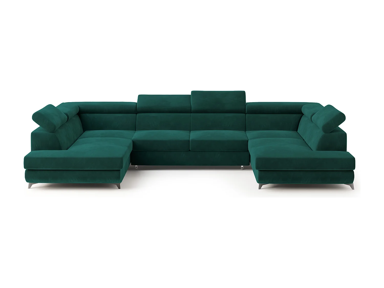 Hoekbank VINTESSA van fluweel met slaapfunctie Grün