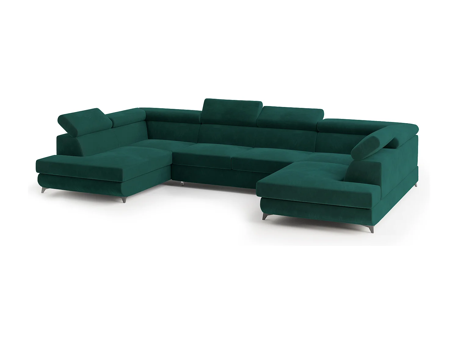 Canapé d'angle VINTESSA Vert en velours avec fonction de couchage