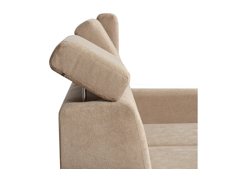 Canapé d’angle convertible droit TANIA 261x160x103 cm en tissu GERRA 80 beige