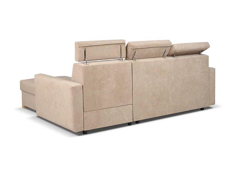 Stylowy narożnik rozkładany prawostronny TANIA 226x160x103 cm w tkaninie GERRA 80 beżowej