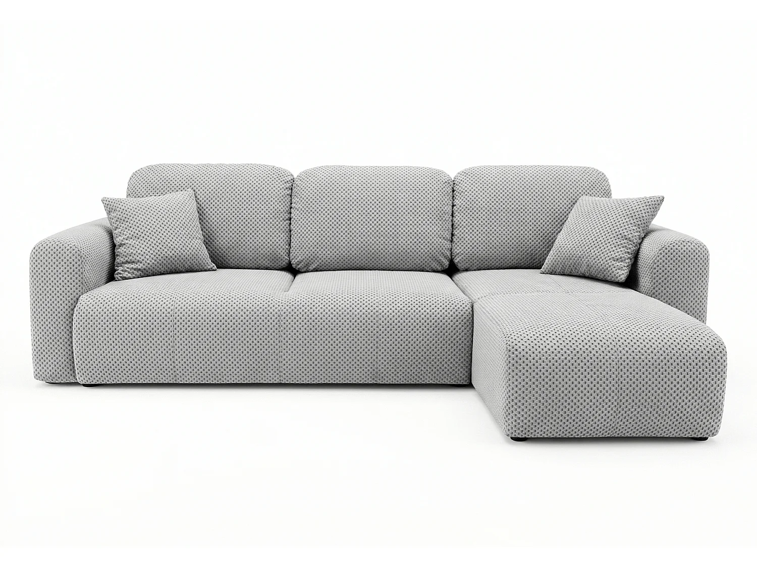 Canapé d’angle convertible élégant, version droite, BINGO L, 245 × 148 × 87 cm, en tissu Pop 3 gris