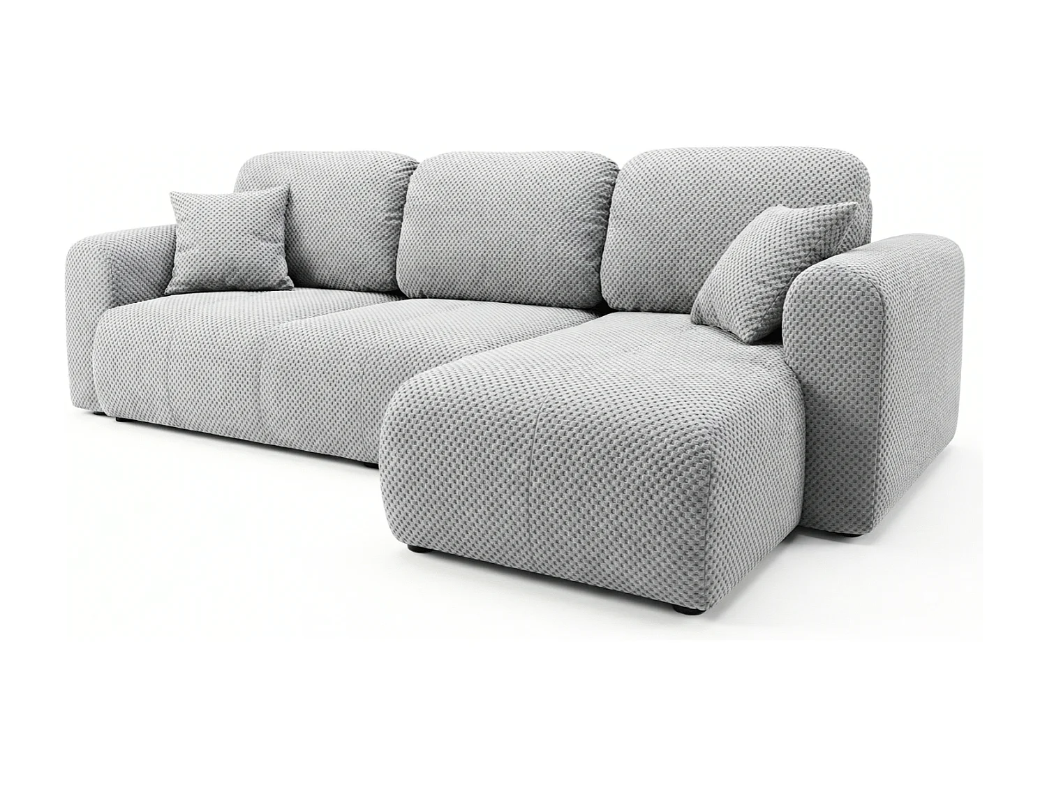 Canapé d’angle convertible élégant, version droite, BINGO L, 245 × 148 × 87 cm, en tissu Pop 3 gris