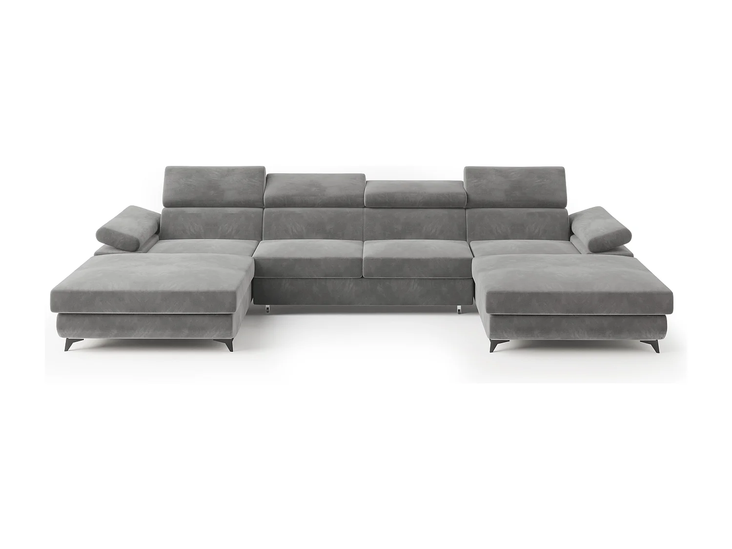 Hoekbank DETTI van fluweel met slaapfunctie Grau