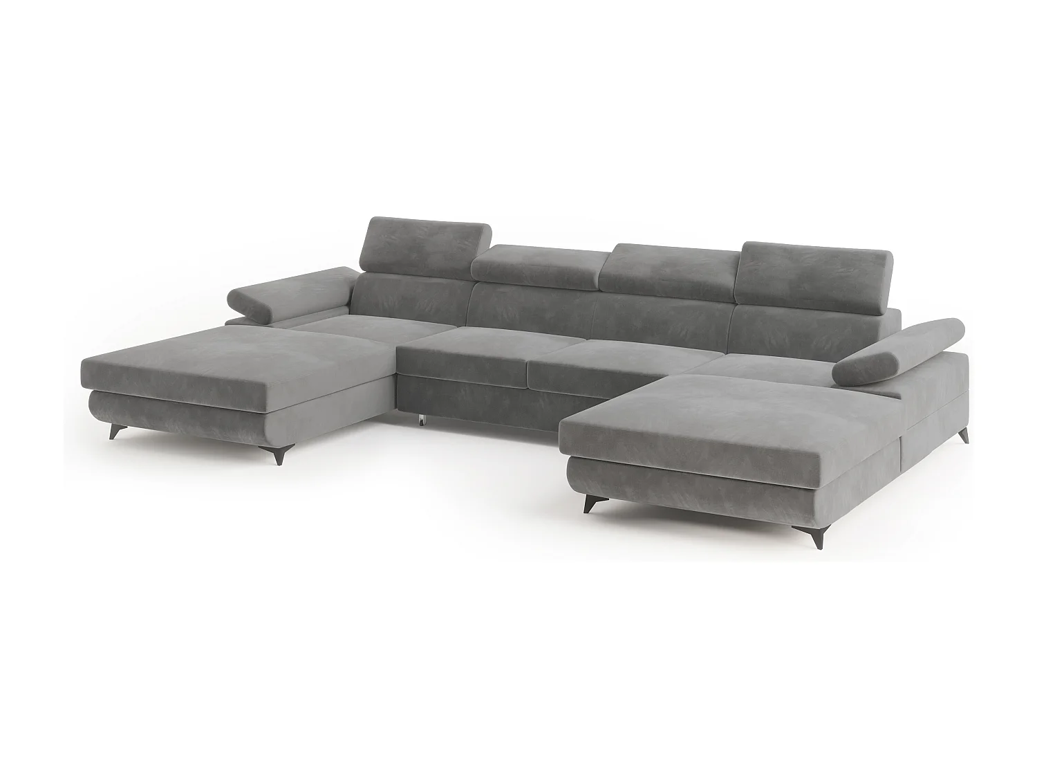 Canapé d'angle DETTI Gris en velours avec fonction de couchage