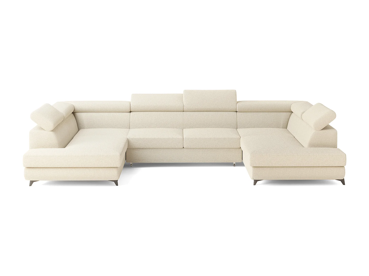 Canapé d'angle VINTESSA Crème en bouclé avec fonction de couchage