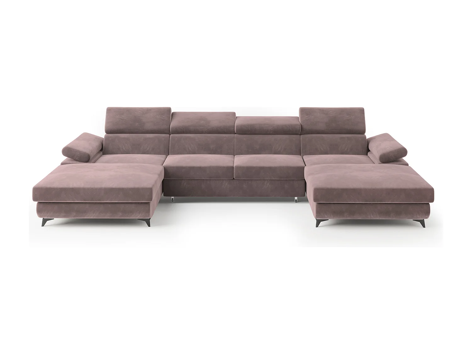 Hoekbank DETTI van fluweel met slaapfunctie Lila