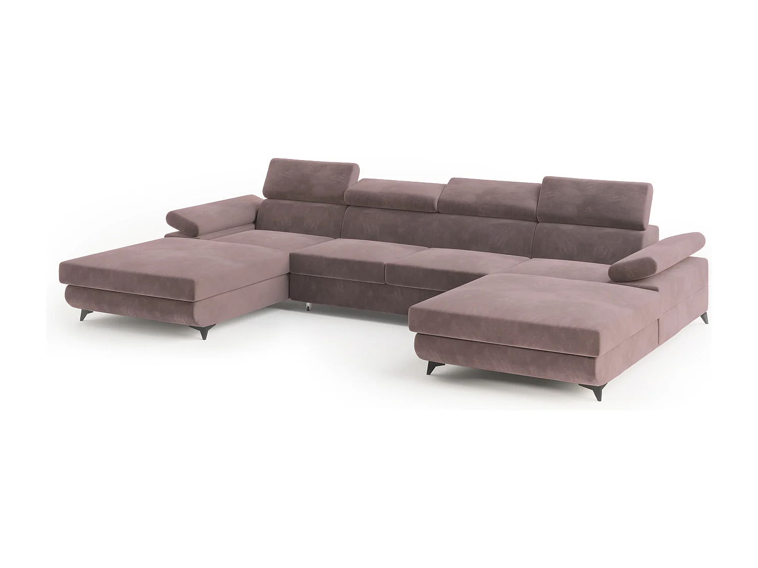 Canapé d'angle DETTI Violet en velours avec fonction de couchage