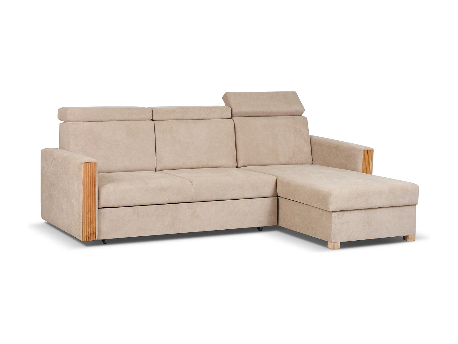 Canapé d’angle convertible droit TANIA 261x160x103 cm en tissu GERRA 65 gris