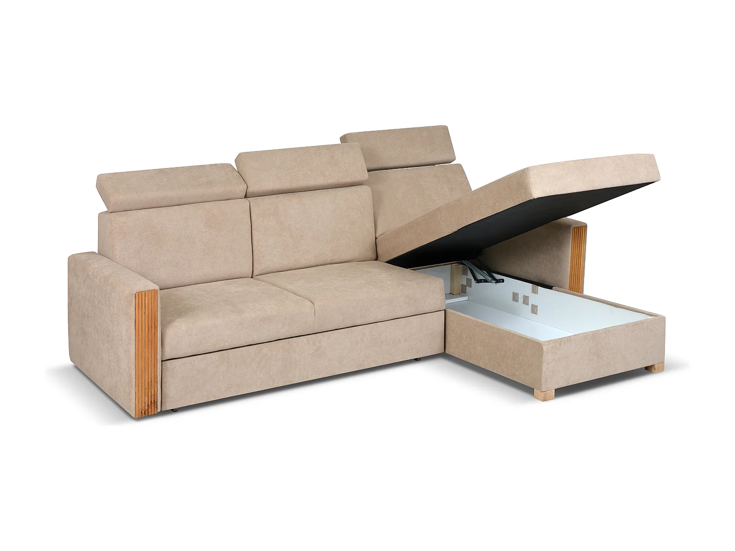 Canapé d’angle convertible droit TANIA 261x160x103 cm en tissu GERRA 65 gris