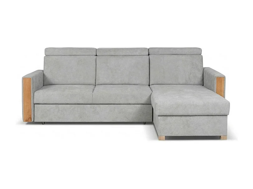 Canapé d’angle convertible droit TANIA 261x160x103 cm en tissu GERRA 65 gris