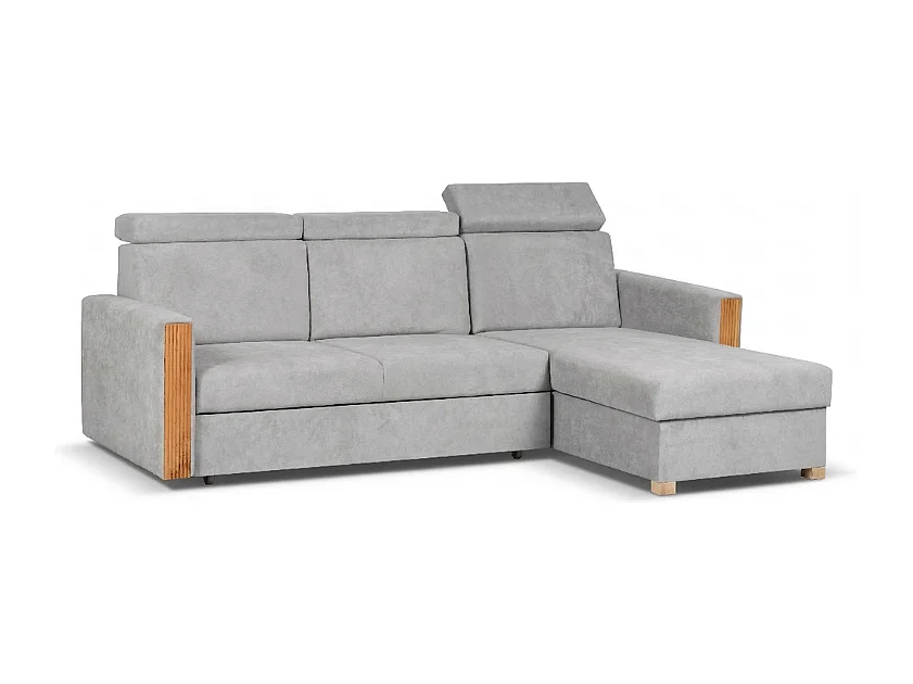 Canapé d’angle convertible droit TANIA 261x160x103 cm en tissu GERRA 65 gris