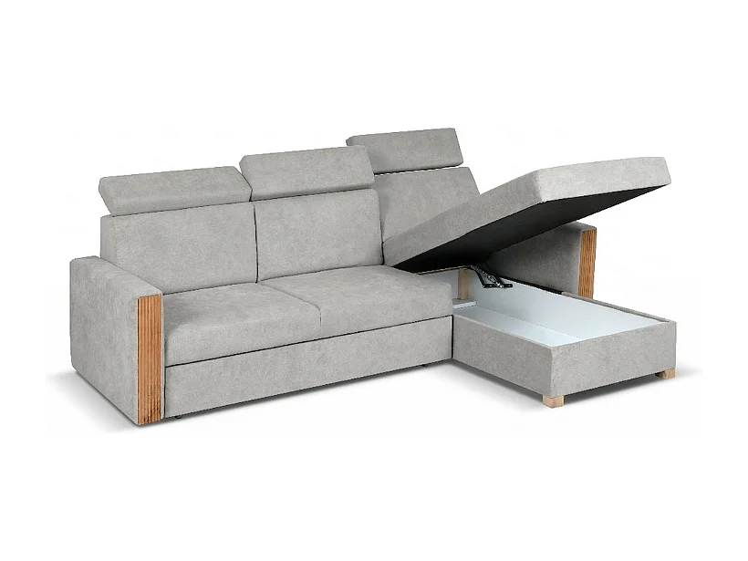 Canapé d’angle convertible droit TANIA 261x160x103 cm en tissu GERRA 65 gris