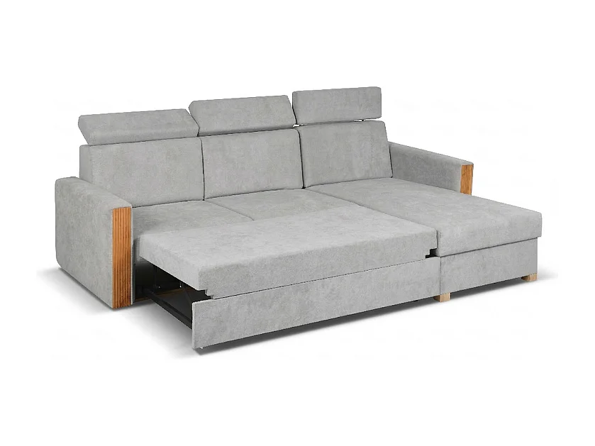 Canapé d’angle convertible droit TANIA 261x160x103 cm en tissu GERRA 65 gris