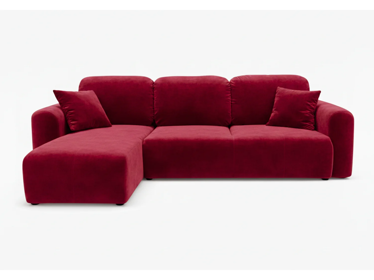 Canapé d’angle convertible élégant, version gauche, BINGO L, 245 × 148 × 87 cm, en tissu Kronos 2 bordeaux